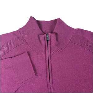Express Merino Wool Burgundy Quarter  1/4 Zip Sweater Mens Large Knit Pullover